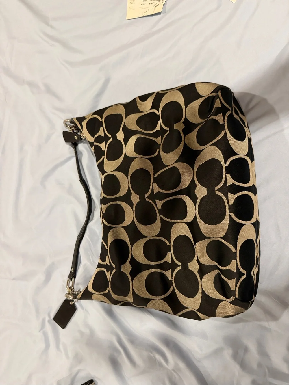 Coach Signature Hobo Bag in Khaki and Black